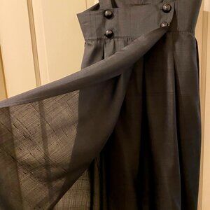 Katy Rodriguez Silk Pinafore Midi Dress — Early Collection, Black, Double-Breast